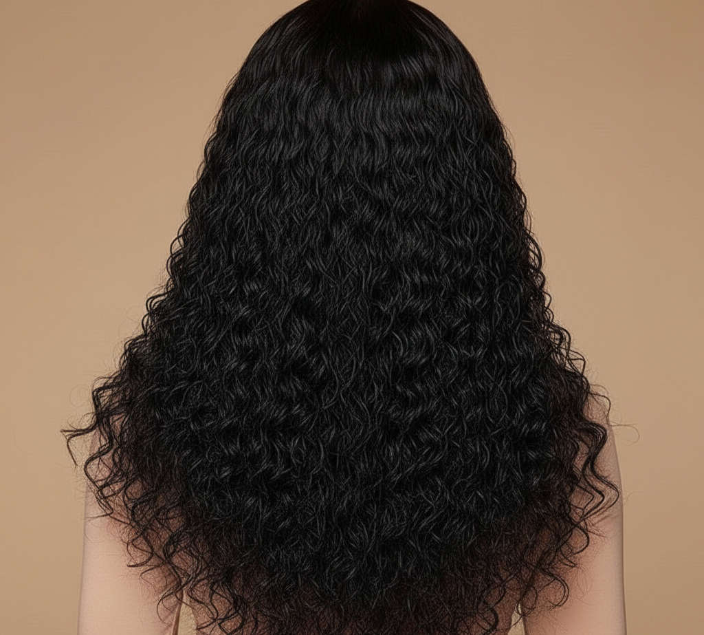 Brazilian Beach Wave 16" Black Wig – 100% Virgin Human Hair