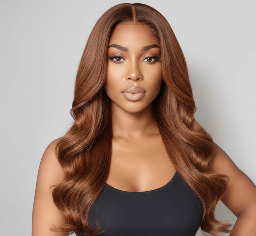 Brazilian Curly 26” Light Brown Wig – 100% Virgin Human Hair