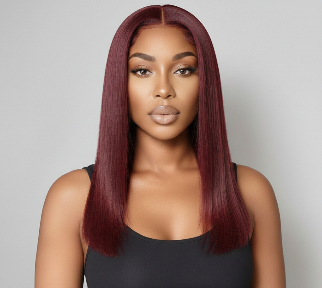 Brazilian Curly 16” Burgundy Wig – 100% Virgin Human Hair