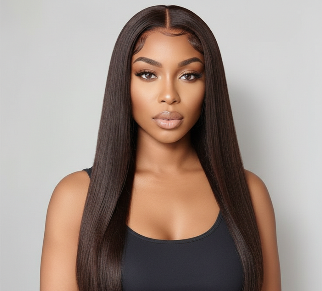 Brazilian Straight 24” Chocolate Brown Wig – 100% Virgin Human Hair