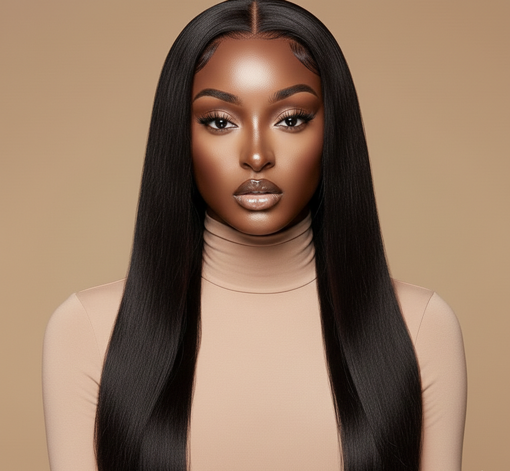 Brazilian Straight 24” Black Wig – 100% Virgin Human Hair - Glueless