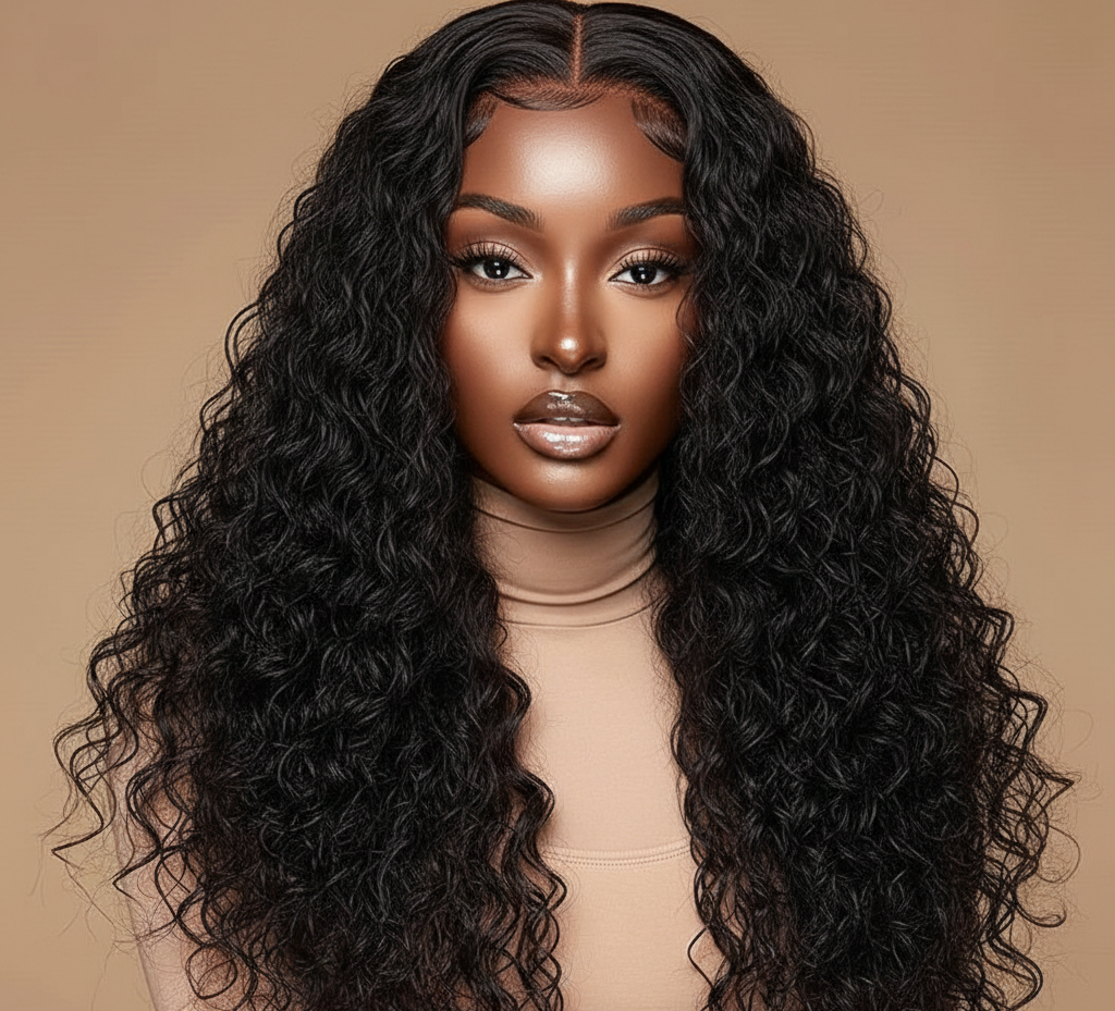 Brazilian Beach Wave 16" Black Wig – 100% Virgin Human Hair