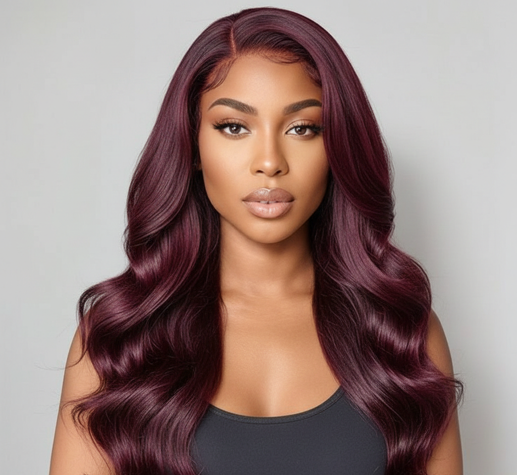 Brazilian Curly 24” Burgundy Wig – 100% Virgin Human Hair